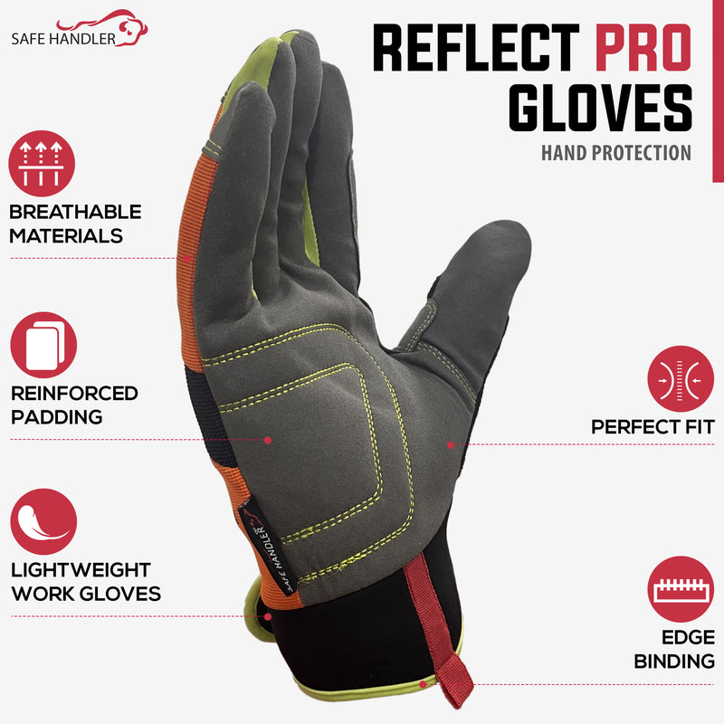 Bison Life Reflect Pro Safety Work Gloves with Loop Wrist Strap