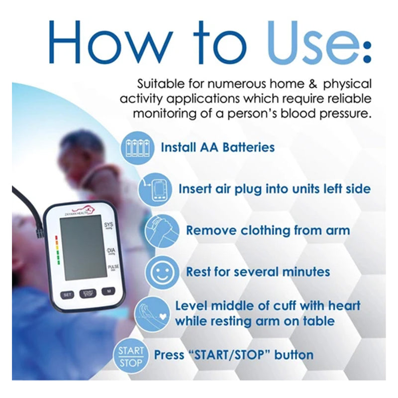 Bison Life Fully Automatic Upper Arm Blood Pressure Monitor with 120 Memory & Carrying Case