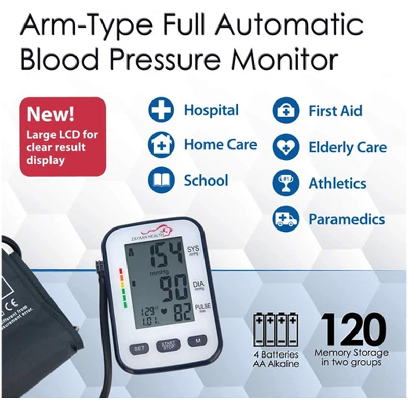 Bison Life Fully Automatic Upper Arm Blood Pressure Monitor with 120 Memory & Carrying Case
