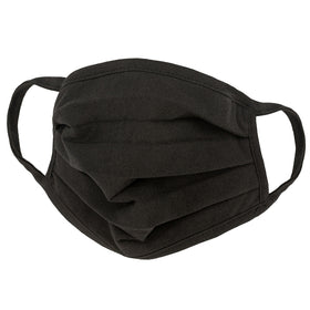 Breathable Pleated Face Mask with 3-Layer Cotton, Washable Black Mask for Outdoor & Daily Use