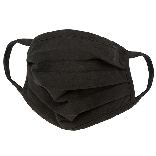 Breathable Pleated Face Mask with 3-Layer Cotton, Washable Black Mask for Outdoor & Daily Use