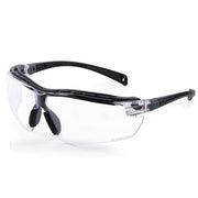Bison Life Higuard Clear Lens Black Temple Anti-Fog Wraparound Safety Glasses, ANSI Z87.1
