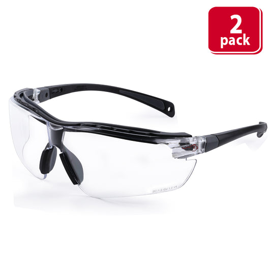 Bison Life Higuard Clear Lens Black Temple Anti-Fog Wraparound Safety Glasses, ANSI Z87.1