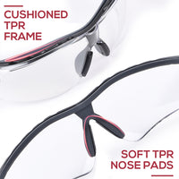Bison Life Higuard Clear Lens Black Temple Anti-Fog Wraparound Safety Glasses, ANSI Z87.1