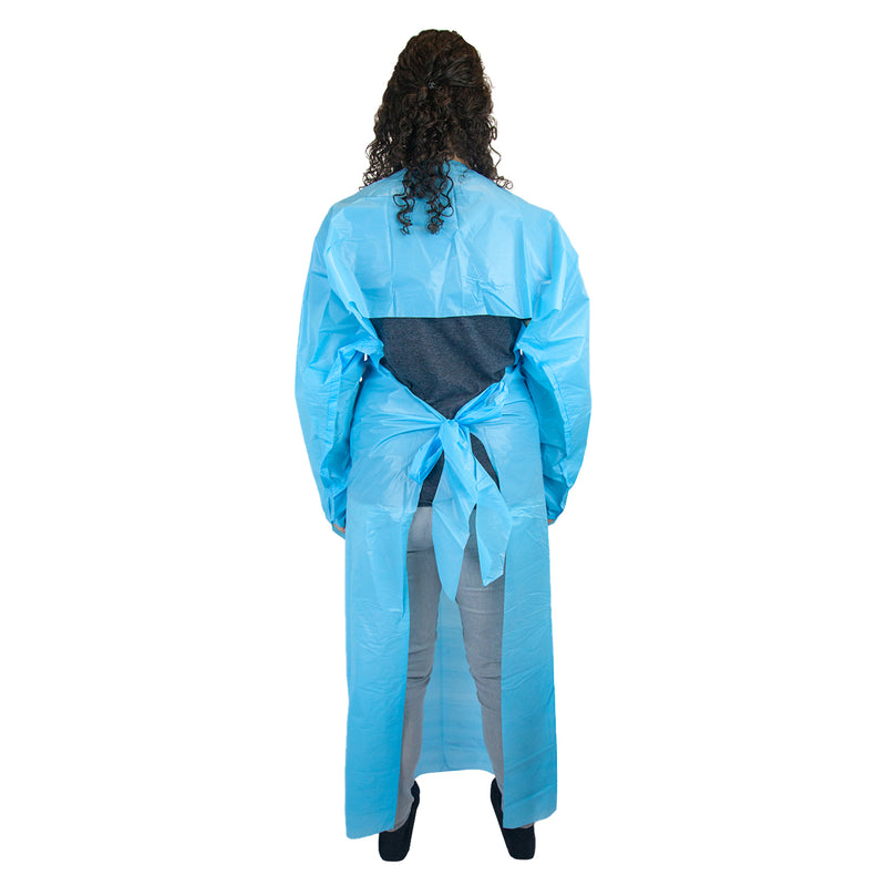 Bison Life CPE Disposable Plastic Apron with Sleeves & Thumb Loops – Industrial Use