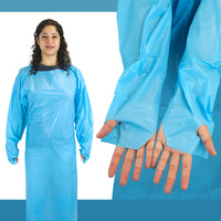 Bison Life CPE Disposable Plastic Apron with Sleeves & Thumb Loops – Industrial Use