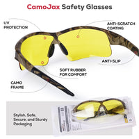 Bison Life CamoJax Outdoor Safety Glasses with Wind-Resistant Eye Protection, ANSI Z87.1