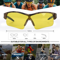 Bison Life CamoJax Outdoor Safety Glasses with Wind-Resistant Eye Protection, ANSI Z87.1