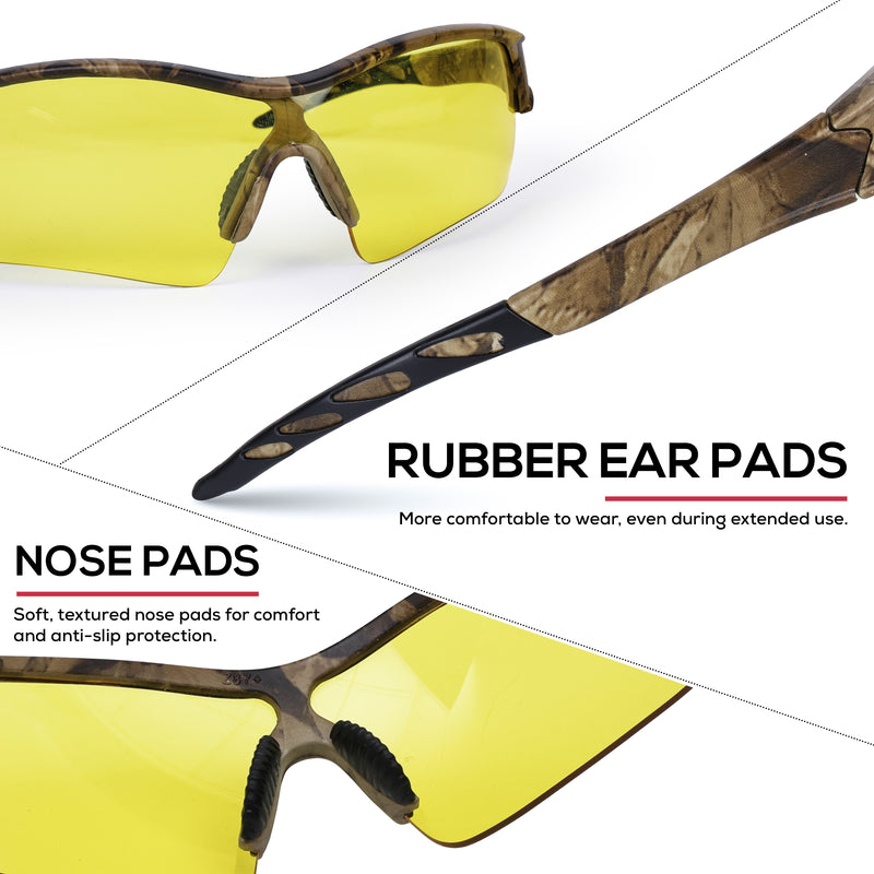 Bison Life CamoJax Outdoor Safety Glasses with Wind-Resistant Eye Protection, ANSI Z87.1