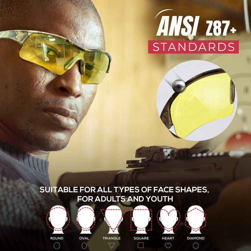 Bison Life CamoJax Outdoor Safety Glasses with Wind-Resistant Eye Protection, ANSI Z87.1