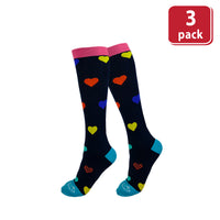 Bison Life Patterned Heart Compression Socks – Lightweight Knee-High Support for Adults