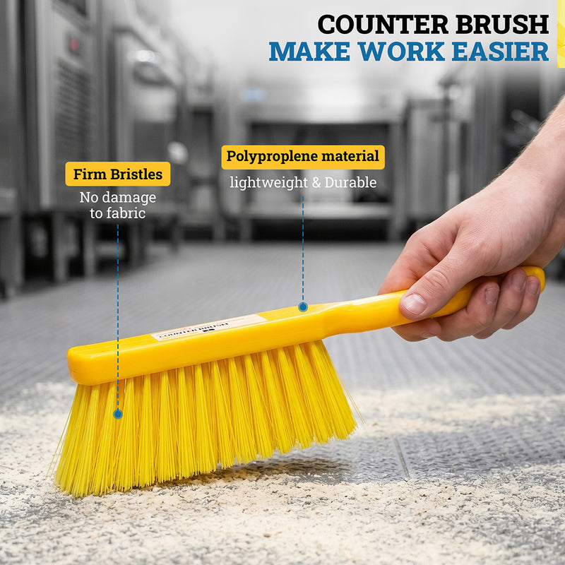 Bison Life 13.75" Counter Brush, Yellow Polypropylene Handheld Cleaning Brush