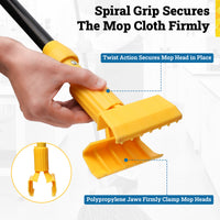 Bison Life 61-Inch Extendable Jaw Clamp Mop Handle – Heavy Duty Commercial Wet Mop Stick