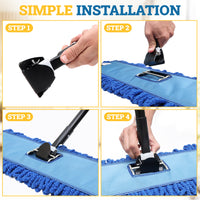 Bison Life 61” Extendable Clip On Dust Mop Handle, Commercial Heavy Duty Metal Mop Frame Handle