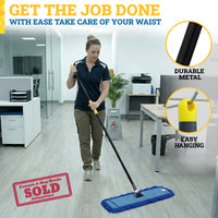 Bison Life 61” Extendable Clip On Dust Mop Handle, Commercial Heavy Duty Metal Mop Frame Handle