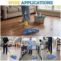 Bison Life 61-Inch Extendable Mop Handle with Quick Change for Wet Mop, Side Gate Mop Stick
