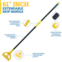 Bison Life 61-Inch Extendable Mop Handle with Quick Change for Wet Mop, Side Gate Mop Stick
