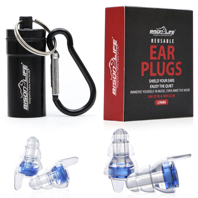 Reusable Concert Earplugs for Noise Reduction 27 dB, High Fidelity Hearing Protection Silicone Ear-Plugs for Loud Music, Festivals, Sporting Events (2 Pairs)