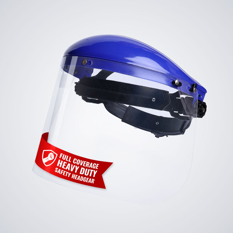 Safety Headgear with Clear Polycarbonate Face Shield, Blue