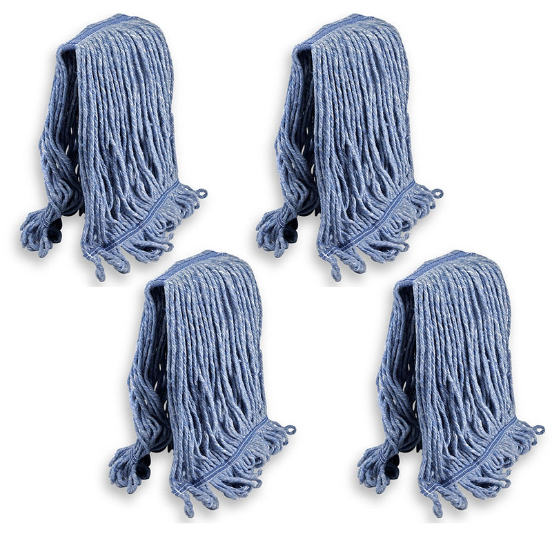 Heavy Duty General Cleaning Mop Commercial Replacement, Wet Industrial Blue Cotton Looped End String Head Refill