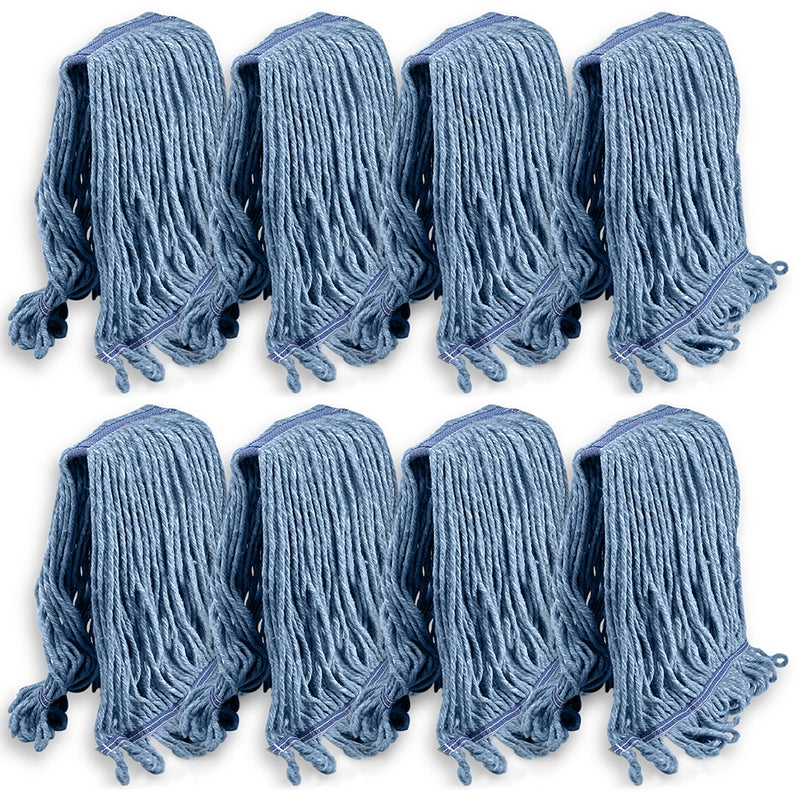 Heavy Duty General Cleaning Mop Commercial Replacement, Wet Industrial Blue Cotton Looped End String Head Refill