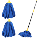 Kleen Handler Microfiber Mop Cloth Heads Replacements with 61" Extendable Handle, 3 Pc Screw On Mop Refill for Commercial & Household Cleaning, Compatible with All Standard US Threading Pole Handle