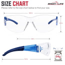 Bison Life Vison Safe HylineX Safety Glasses with Soft Rubber Temples, Anti-Scratch Anti-Fog Clear Lens Blue Temple Goggles - Pack of 1