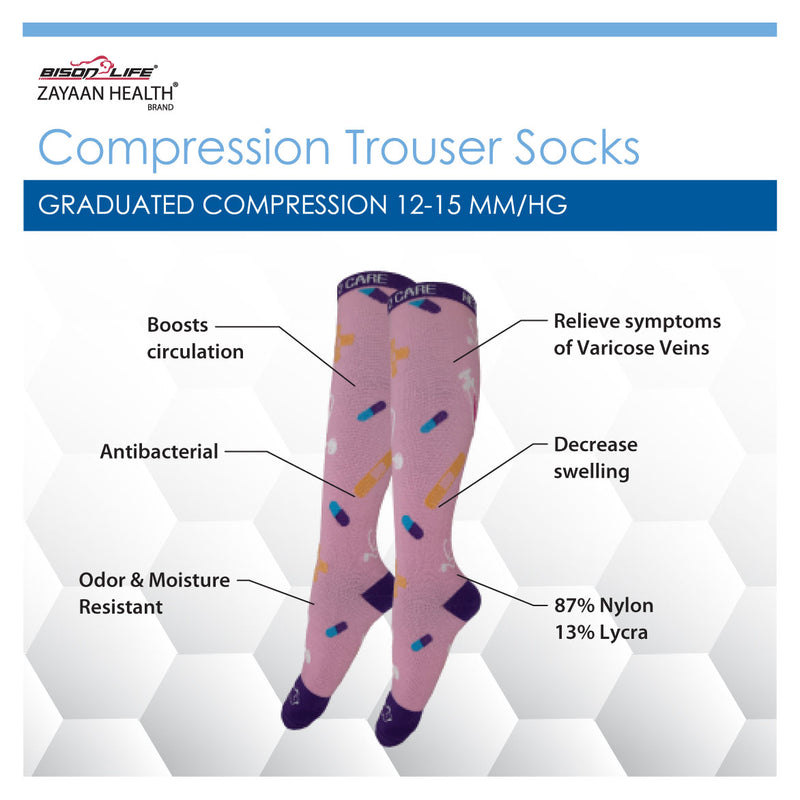 Bison Life Here2Care Compression Socks – Knee High Support for Swelling & Recovery