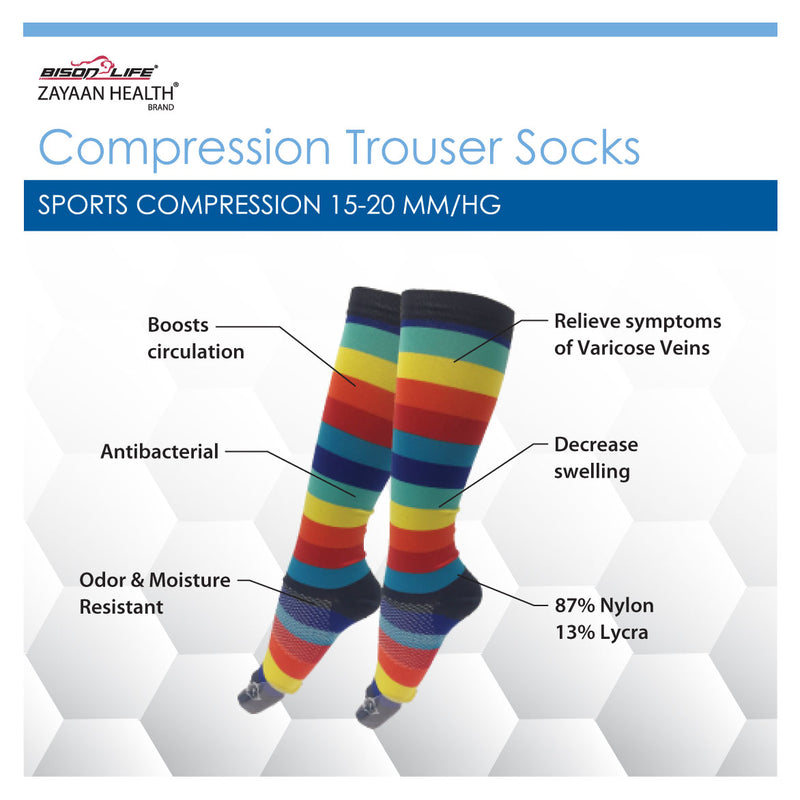 Bison Life Chroma Compression Socks for Men & Women – Knee-High Multi-Color Support Socks