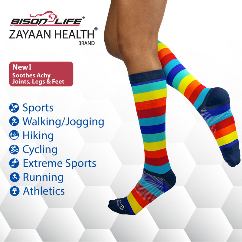 Bison Life Chroma Compression Socks for Men & Women – Knee-High Multi-Color Support Socks