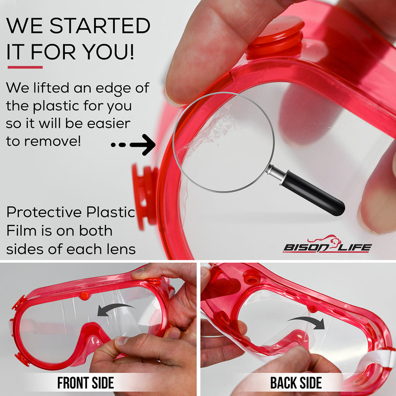Bison Life Spectra Kids Vented Over-The-Glasses Safety Goggles with Adjustable Strap, ANSI Z87.1