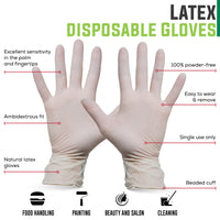 Bison Life Disposable Food Preparation Multi-Purpose Natural Latex Gloves