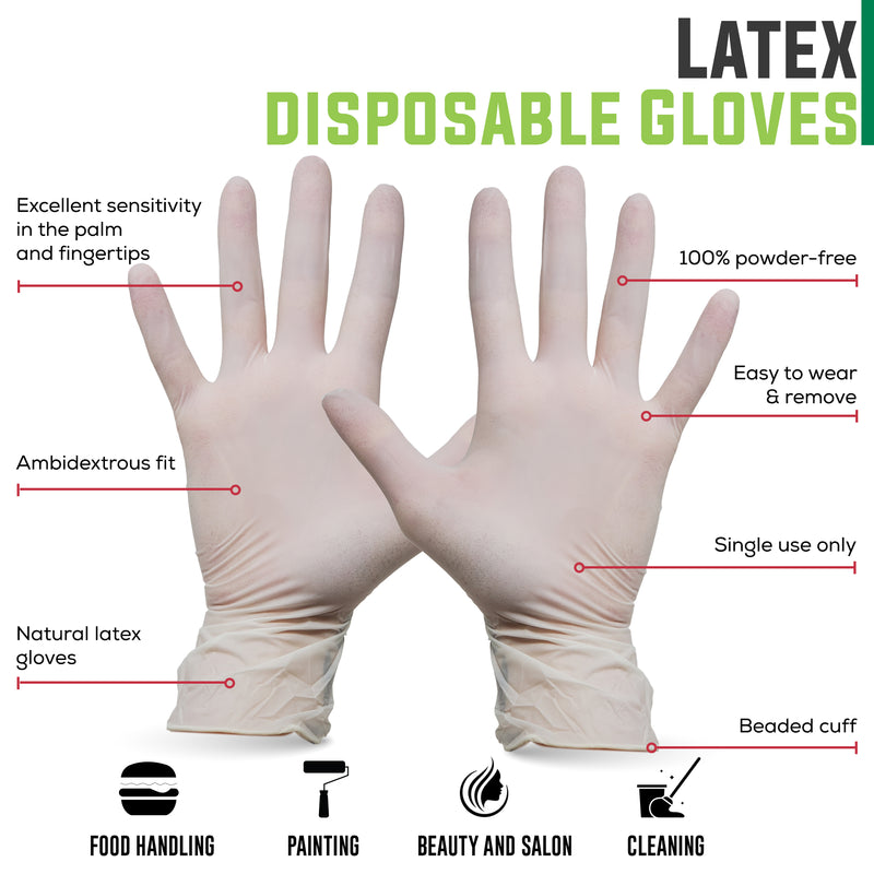 Bison Life Disposable Food Preparation Multi-Purpose Natural Latex Gloves