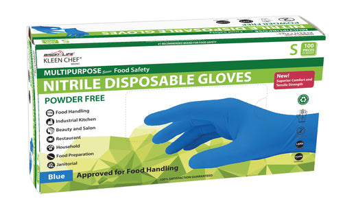 Blue nitrile cleaning gloves