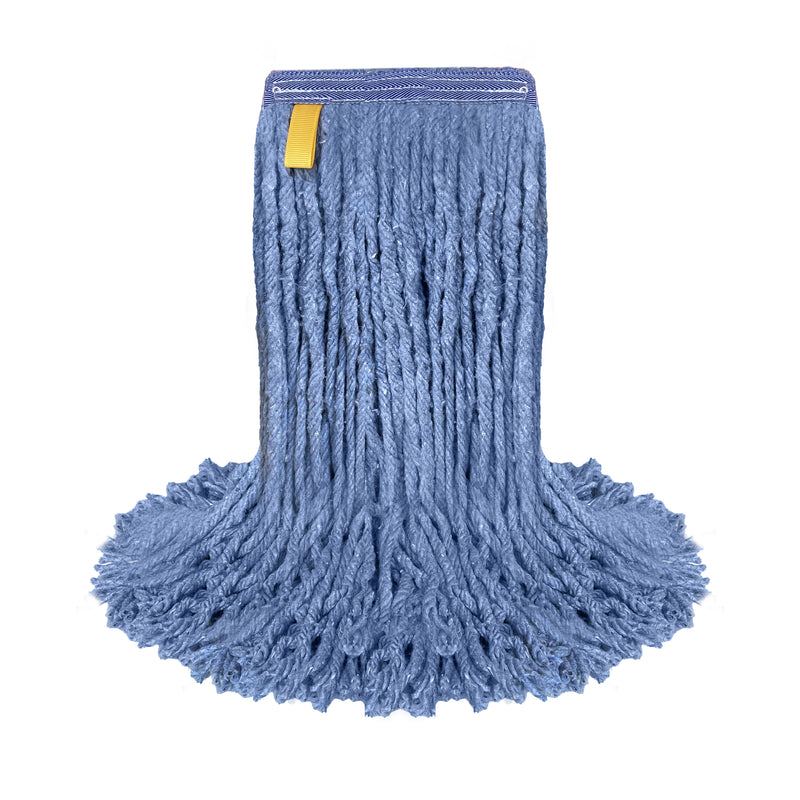 16 Oz Cut End Blended Mop Head Replacement with 1.25-inch Universal Headband, Wet Mop Refills, Blue