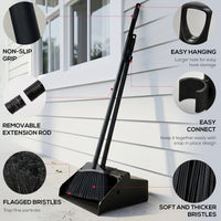 Bison Life Dustpan and Broom Set with 38" Long Handle for Indoor/Outdoor Use