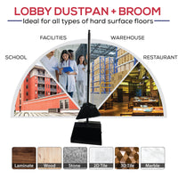 Bison Life Dustpan and Broom Set with 38" Long Handle for Indoor/Outdoor Use