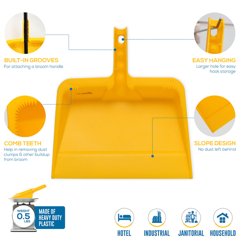 Handheld Dust Pan — 11.5" Heavy-Duty Plastic Dustpan with Handle for Indoor & Outdoor Use