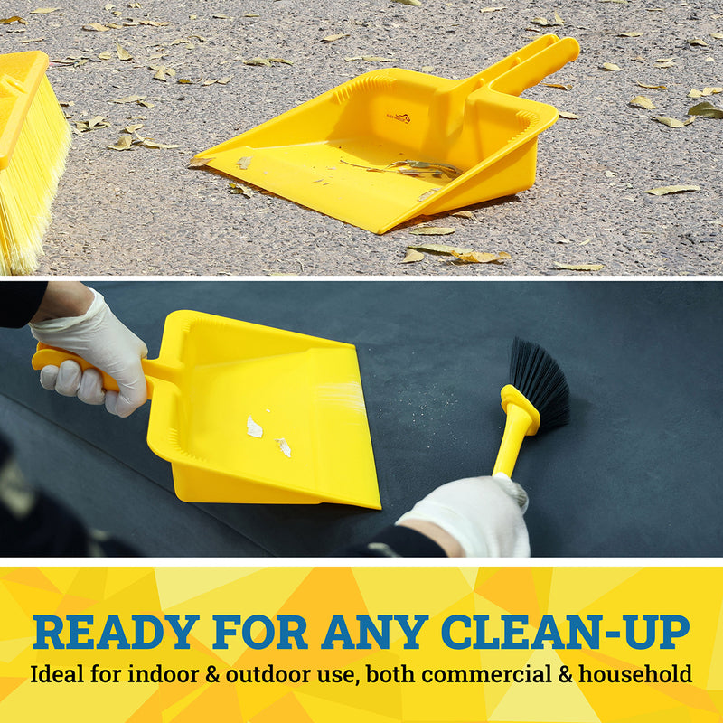 Handheld Dust Pan — 11.5" Heavy-Duty Plastic Dustpan with Handle for Indoor & Outdoor Use