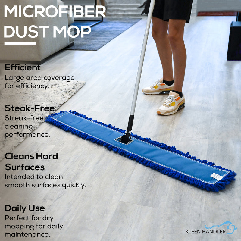 Microfiber Dust Mop Washable Commercial Mop Head Replacement, Blue