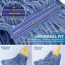 Blended Loop End Heavy Duty Mop Head Replacement, Wet Mop Refills for Commercial and Household Floor Cleaning, Blue