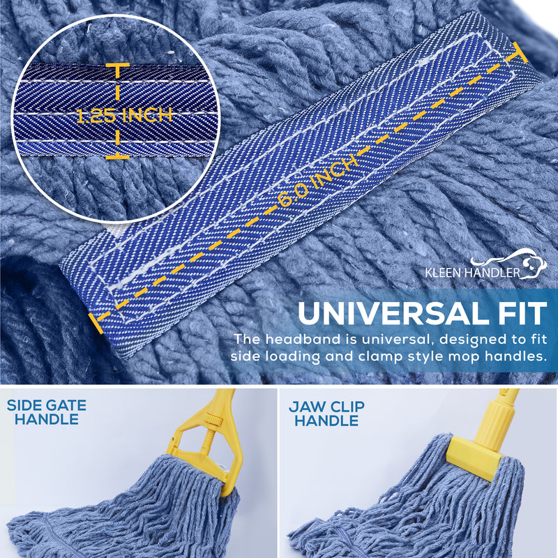 Blended Loop End Heavy Duty Mop Head Replacement, Wet Mop Refills for Commercial and Household Floor Cleaning, Blue