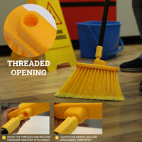 Bison Life Angle Broom Head with Flagged Stiff Bristles for Indoor/Outdoor Floor Cleaning