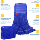 Dark Blue Blended Loop End Heavy Duty Mop Head Replacement, Wet Mop Refills for Industrial and Commercial Use