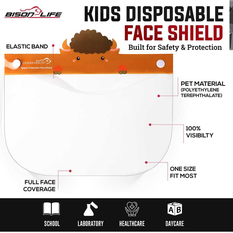 Kids Disposable Face Shield, Full Face Coverage, Lightweight