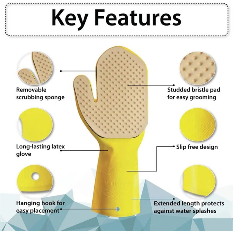 Bison Life Pet Grooming Mitt — Studded Bristle Massage Glove for Dogs & Cats