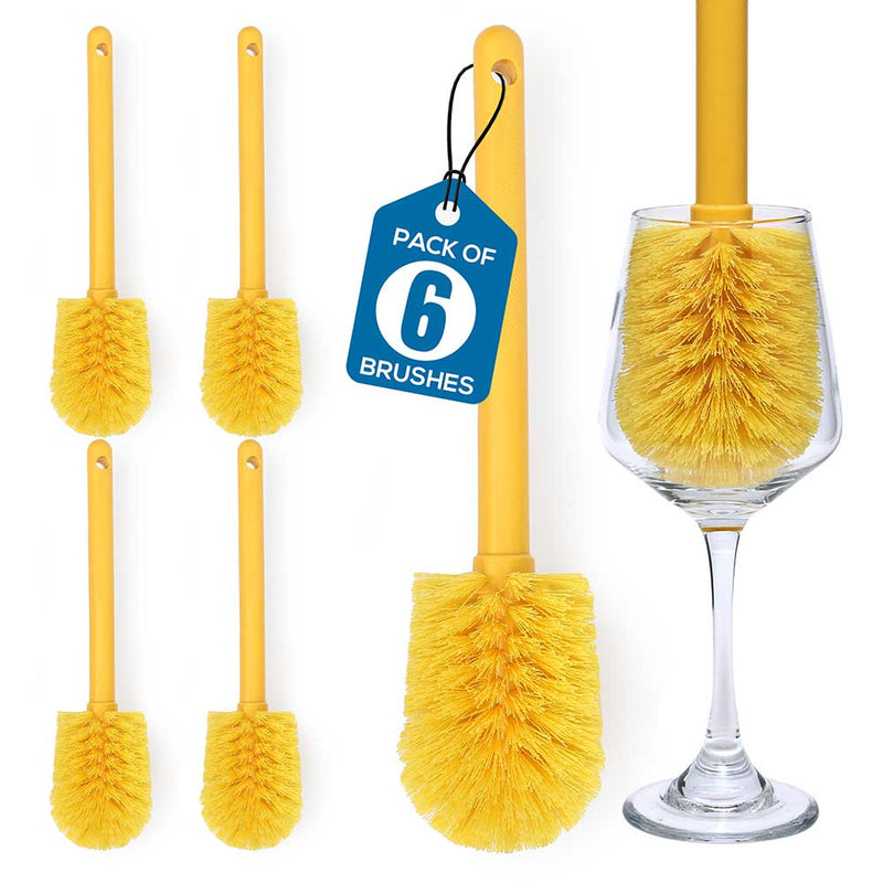 Goblet Cleaning Bottle Brush, Durable Bristles and Long Handle, Yellow