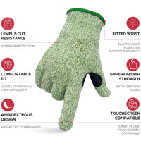 Reinforced Level 5 Cut Resistant Gloves, Touchscreen Compatible, 1-Pair