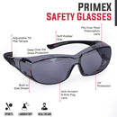 PrimeX Color Lens Black Temple Safety Glasses, Anti-Fog, ANSI Z87.1