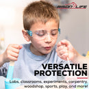 Kids Protective Safety Glasses, Z87.1 Clear Lens, Color Temples